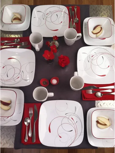 Miniatura 6 de Corelle juego de vajilla cuadrada/redonda de 16 piezas, Splendor, Esplendor