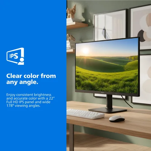Miniatura 2 de Philips Monitor de computadora 22E2N1100 de 22 pulgadas, pantalla IPS Full HD 1920 x 1080, frecuencia de actualización de 120 Hz, MPRT de 1 ms