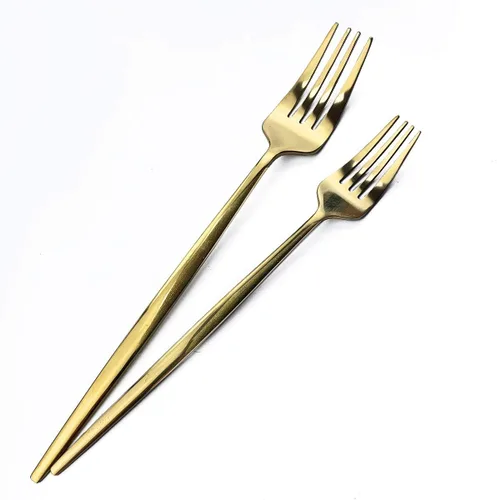 Miniatura 3 de Tenedores de postre real de oro pulido con espejo, tenedores medianos para ensalada, diseño ligero, juego de cubiertos de acero inoxidable para 6