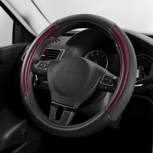 Miniatura 14 de Skechers Funda para Volante Air-Cooled, Funda para Volante de Automóvil de Cuero de Malla Air-Cooled, Ajuste Universal 14" 1/2-15", Protector