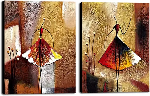 Miniatura 9 de Wieco Art Arte enmarcado bailarines de ballet 100% pintados a mano, lienzo abstracto, arte de pared para decoración del hogar con marco negro