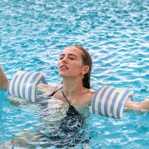 Miniatura 5 de JellyArch Flotadores inflables de PVC, 2 unidades, bandas de brazo inflables de PVC, flotadores de piscina, flotadores de natación para adultos, Azul