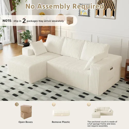 Miniatura 7 de Cloud - Sofá modular en forma de L con asiento profundo, de espuma viscoelástica comprimida de 3 plazas para sala de estar, sofá modular