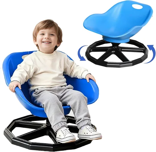 Miniatura 10 de Silla giratoria sensorial para niños, silla giratoria para niños autistas, juguete para sentarse y girar, equipo sensorial, base de metal Azul