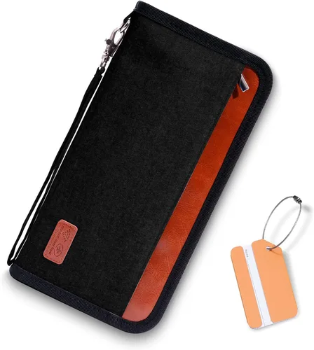 Cartera de viaje para pasaporte familiar organizador de documentos con etiqueta de equipaje funda duradera para pasaporte con bloqueador RFID para