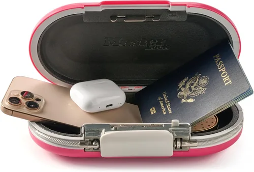 Miniatura 11 de Master Lock Caja de seguridad pequeña portátil, establece tu propia combinación, caja fuerte portátil, caja fuerte de viaje personal, 5900D, gris