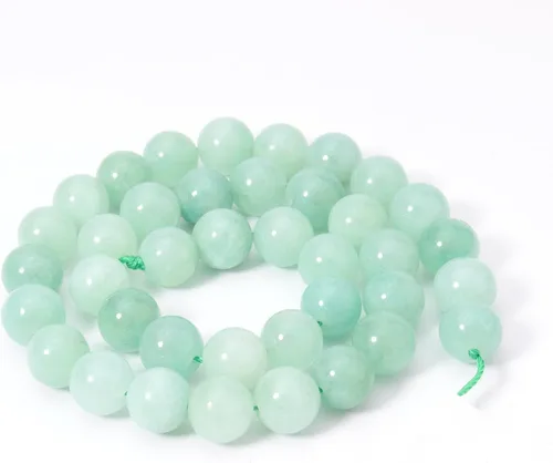 Miniatura 6 de 60 cuentas de 15⁄64 pulgadas (6 mm) de piedra natural de jade verde birmano con cuentas de piedra preciosa de jade para sanación de energía. Cuentas