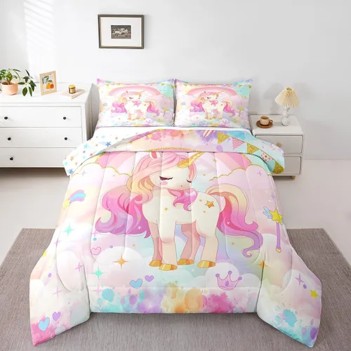 Miniatura 31 de Castle Fairy - Juego de funda de edredón con bandera estadounidense tamaño King, ropa de cama para niñas y adolescentes, funda de edredón con Multi