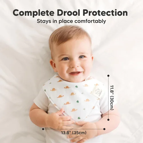 Miniatura 5 de KeaBabies Paquete de 8 baberos orgánicos tipo bandana para niños y niñas, baberos triangulares súper absorbentes para babear y dentición de bebés