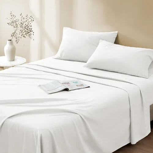 Miniatura 11 de Comfort Spaces Sábanas 100% algodón tamaño individual, transpirables, naturalmente frescas, sábanas de algodón suave con bolsillo elástico de 14