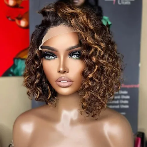 Miniatura 9 de Peluca de cabello humano virgen brasileño virgen brasileño ondulado con encaje frontal transparente HD de 13 x 6 pulgadas, nudos blanqueados