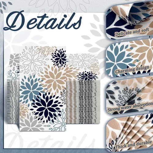 Miniatura 5 de Karenhi 200 Piezas Toallas de Papel de Mano Florales de 2 Capas de Flores de Dalia para Invitados, Servilletas de Papel de Primavera para Baño