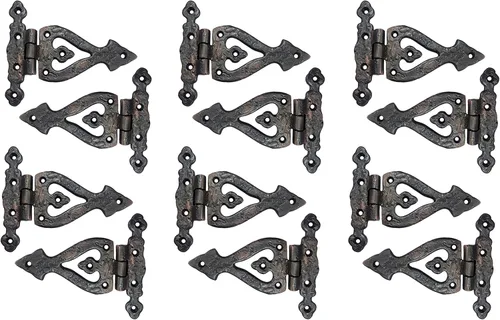 Miniatura 58 de Adonai Hardware Alleluia - Bisagras delanteras de hierro fundido antiguo (3.2 pulgadas x 10 unidades, negro mate) para puertas de granero, puertas