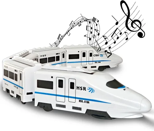 OTONOPI Juego de tren de juguete, paquete de 5 tren eléctrico bala con luz y sonido, motor de locomotora de metro a pilas con gancho, juguete de