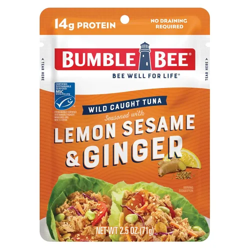 Miniatura 28 de Bumble Bee - Atún sazonado con hierbas y especias mediterráneas, sobre de 71 g - Listo para comer - Paquete de atún capturado de forma salvaje - 14