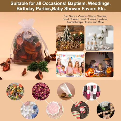 Miniatura 4 de SumDirect 100 bolsas de organza transparentes de 4 x 6 pulgadas, bolsas de joyería con cordón, bolsas de regalo de Navidad para bodas, fiestas