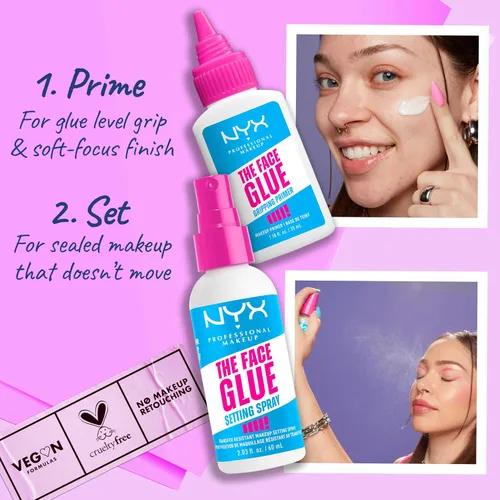 Miniatura 6 de NYX PROFESSIONAL MAKEUP The Face Glue Spray Fijador, Spray Fijador Resistente a Transferencias e Impermeable, Hasta 24 Horas de Duración