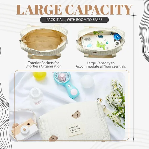 Miniatura 5 de Paterr Juego de 2 bolsas de pañales acolchadas de algodón multifuncional, bolsa de hospital de maternidad, bolsa de viaje para mujeres, enfermeras