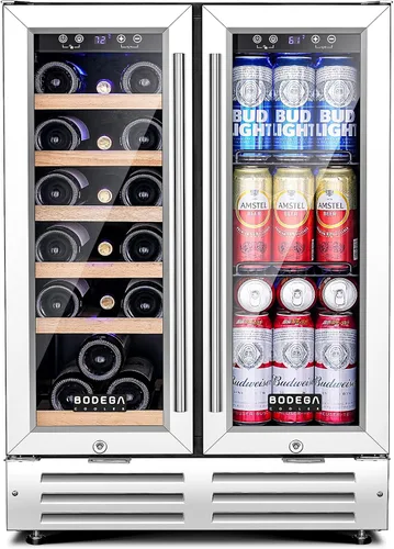 Miniatura 9 de BODEGA Refrigerador de bebidas negro, enfriador de vino y bebidas de doble zona de 24 pulgadas debajo del mostrador, refrigerador de bebidas