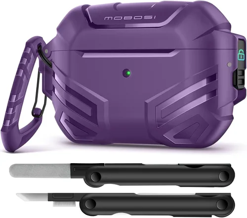 Miniatura 21 de MOBOSI Funda para AirPods Pro 2 con cerradura, compatible con funda Airpod Pro de 2ª/1ª generación, funda protectora de grado militar con kit