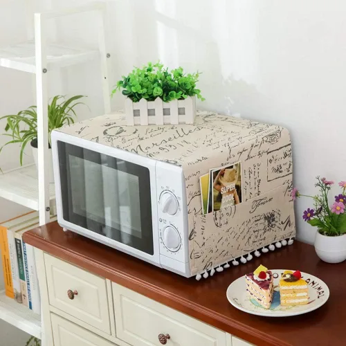 Miniatura 9 de AKOAK 1 paquete de 11.81 x 35.43 pulgadas, cubierta antipolvo para microondas y cocina para el hogar, funda de horno de lino y algodón con bolsa