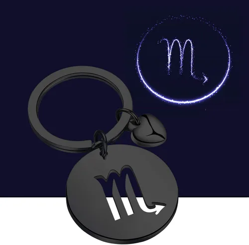 Miniatura 5 de FAADBUK Llavero de signo del zodiaco CZ Horóscopo regalo 12 Constelación llavero para mujeres hombres