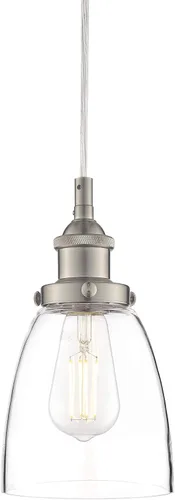 Miniatura 3 de Lámpara colgante Linea di Liara Fiorentino, estilo fábrica industrial con una pantalla de vidrio transparente, Plateado, LL-P281-LED-BN, 60.0watts