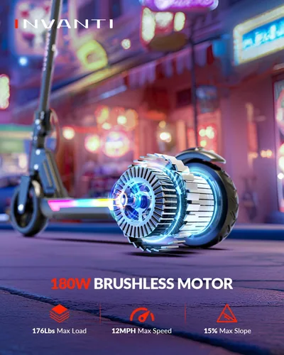 Miniatura 2 de INVANTI KS03 Scooter eléctrico para niños de 8 años en adelante, motor de pico de 350 W, máximo 12 mph y 10 millas, rueda sólida de 7 pulgadas, Rosa