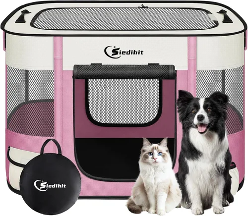 Miniatura 18 de Corralito para perros, gatos y mascotas, corralito portátil para perros en interiores y exteriores, viajes, camping, carpa jaula plegable para Gris
