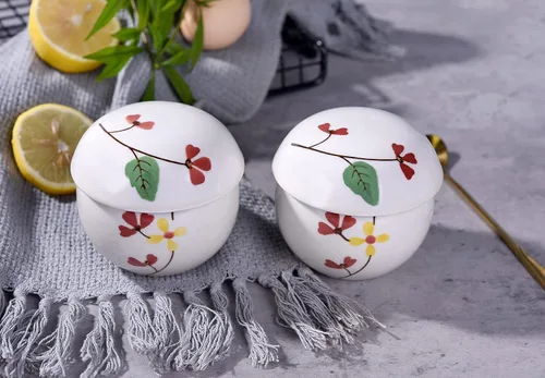 Miniatura 10 de Cinf Juego de 2 ollas japonesas de 6 onzas con tapa para cocina de vapor, cuencos de cerámica para sopa, tazones para crema de huevo y verduras