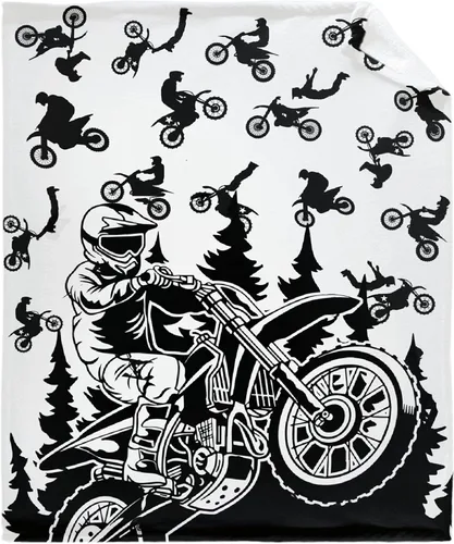 Miniatura 29 de Manta de motocross Racer deportes extremos estampada súper suave de franela de felpa ligera y acogedora para niños y hombres, regalo para sofá Dirt