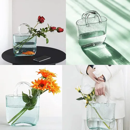 Miniatura 5 de Florero de cristal para flores, florero único, florero de cristal para flores, decoración moderna de granja, estilo 1, gris