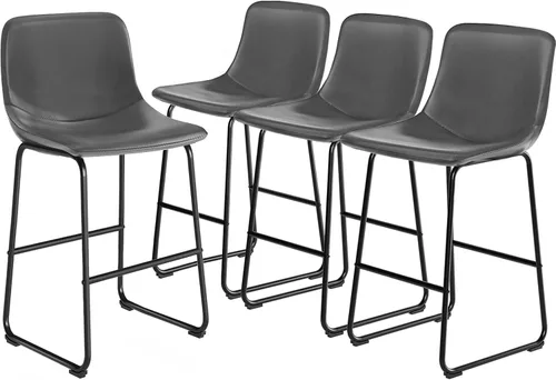 Miniatura 32 de TAVR Furniture Leathaire - Juego de 2 taburetes de tela con altura de mostrador, sillas de isla sin brazos, con capacidad para hasta 500 libras
