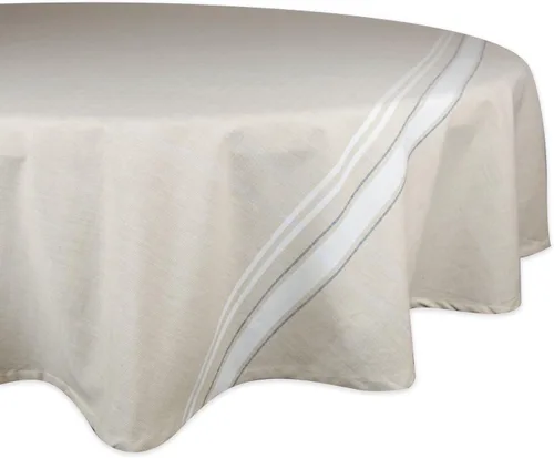 Miniatura 19 de DII - Mantel redondo para mesa de comedor, estilo rústico, colección de manteles con rayas estilo francés, 177.8 cm de diámetro, color gris Gris