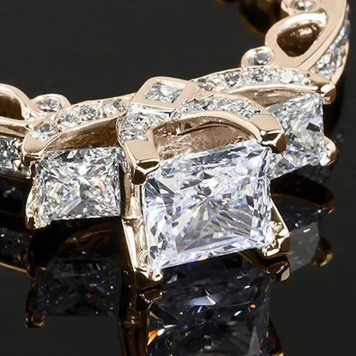 Miniatura 5 de Anillo de diamantes de imitación de corte cojín para mujer anillo de circonita de compromiso anillo de boda con circonita cúbica acero inoxidable