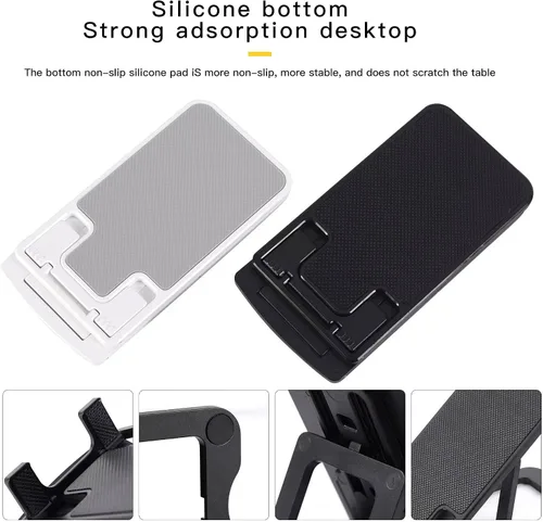 Miniatura 4 de Soporte para teléfono celular y tablet para escritorio, delgado y totalmente plegable con ángulo y altura ajustables, resistente y ligero