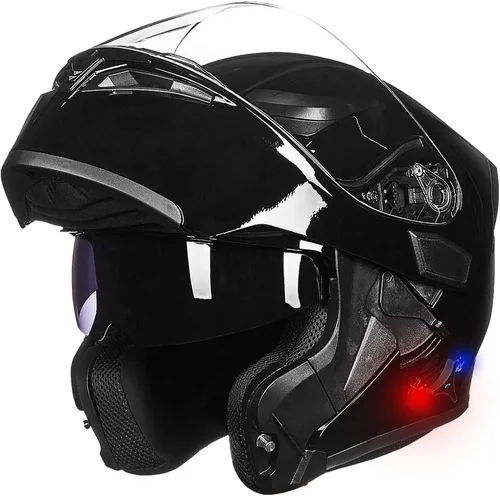Miniatura 14 de ILM - Casco de motocicleta con Bluetooth, modular, abatible, de cara completa, doble visera, MP3, intercomunicador, radio FM, aprobado por el DOT