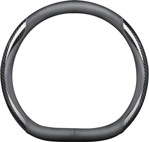 Ergocar Fundas para volante, tipo D, de fibra de carbono, cubierta de volante de cuero, forro de malla antideslizante, adecuado para volante de 15