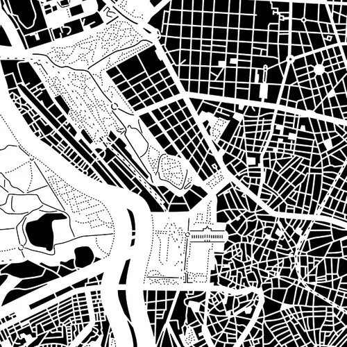 Miniatura 2 de O3 Design Studio Mapa de corte de papel Madrid negro mate de 20 x 20 pulgadas