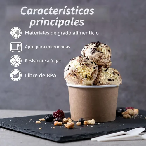 Miniatura 5 de MATICAN Vasos de papel para helado, 50 cuencos de postre desechables de 9 onzas para alimentos calientes o fríos, suministros de fiesta de 9 onzas