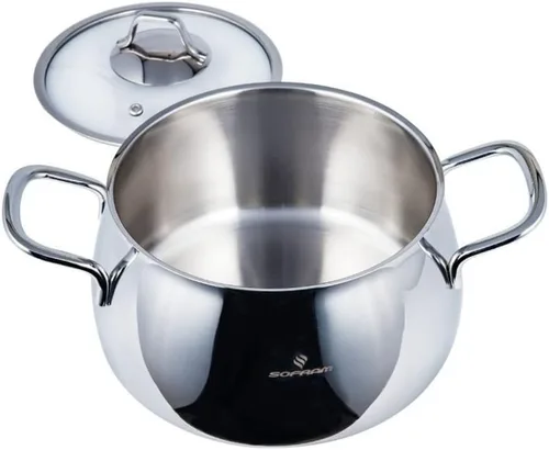 Miniatura 3 de Venus - Olla profunda de acero inoxidable con tapa de vidrio, olla de sopa profunda adecuada para estufa de inducción (6.8 cuartos de galón (6.4 L))