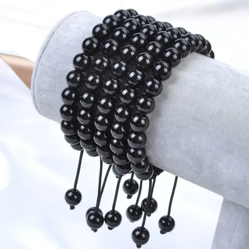 Miniatura 2 de Massive Beads - Pulsera de cuentas de cristales de macramé con poder curativo natural, unisex, ajustable, 516 pulgadas (8 mm)