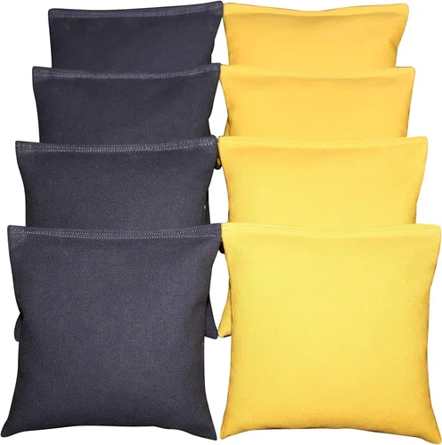 BackYardGamesUSA Juego de 8 bolsas de cornhole elige tus 2 colores. Tamaño reglamentario hecho a mano Azul marino/dorado