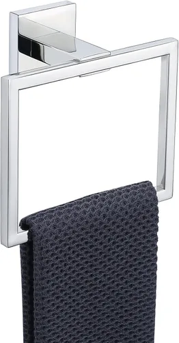 Miniatura 10 de TQKAG Toallero negro mate para toallas de baño, soporte para toallas de mano de acero inoxidable, perchas cuadradas para toallas montadas en la pared