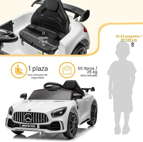 Miniatura 7 de Winado 12V Auto eléctrico para niños, con licencia de Mercedes Benz AMG GTR, con batería, control remoto para padres, asiento más ancho, luces LED