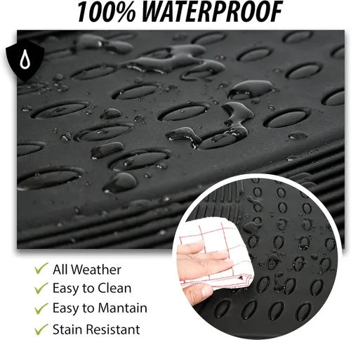 Miniatura 5 de ZONETECH Alfombras de goma para interior de automóvil, para todo tipo de clima, 3 piezas ajustables, impermeables, inodoras, negras, super