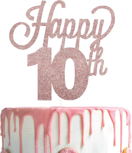 Miniatura 111 de LINGTEER - Decoración para pastel con texto "Happy Birthday 100", color negro