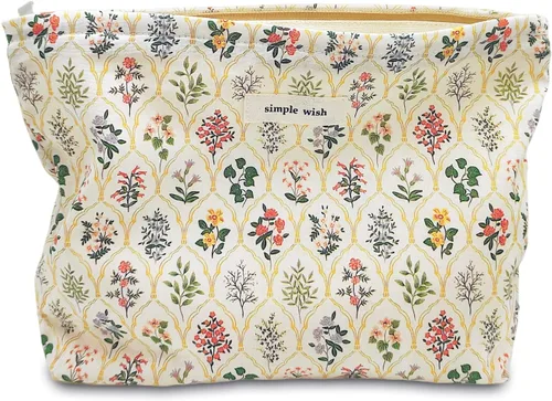 Miniatura 54 de STARDW Bolsa de maquillaje estética floral para mujeres y niñas, bolsa de aseo de viaje con cremallera de gran capacidad, bolsa organizadora