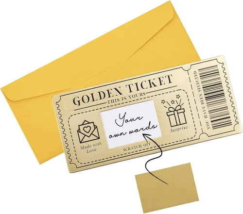 1 pieza de tarjeta de rascar con boleto dorado y sobre, tarjeta de rascar y revelar sorpresa para escribir tu propio mensaje especial para
