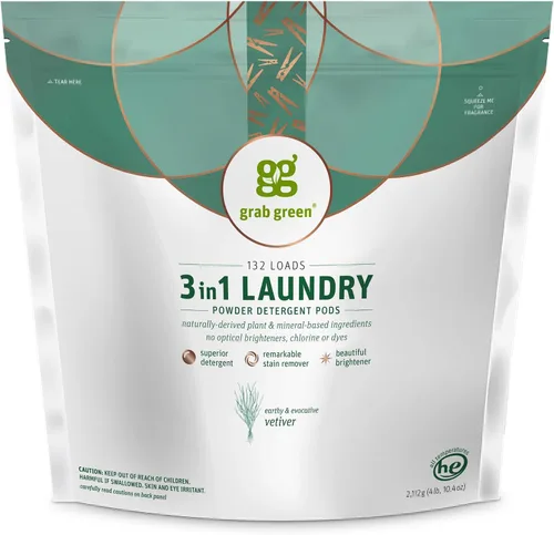 Miniatura 15 de Grab Green Cápsulas de detergente 3 en 1, 24 unidades, sin fragancia, a base de plantas y minerales, poder de limpieza superior, removedor